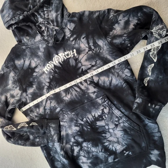 Monarch Sweatshirt Hoodie Mens Size Medium Dark Blue Tie Dye - Picture 6 of 9